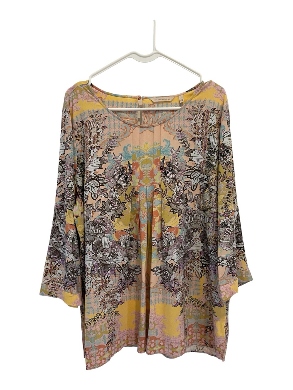 Soft Surroundings Floral Pleated Tunic Top